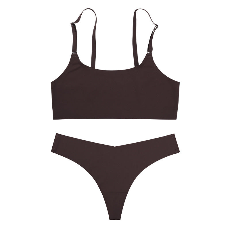 Ice Silk Wire Free Bra & Low Waist Thong Set