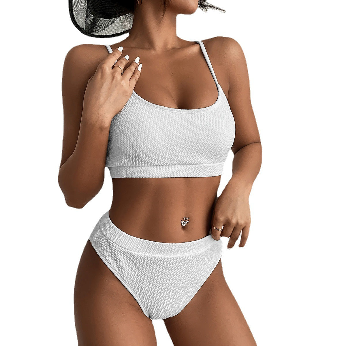 High Waist Bikini Swimwear Push Up Ribbed