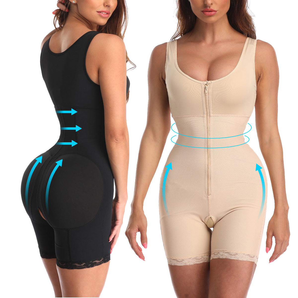 Zippered Butt Lift Tummy Compression Bodysuit