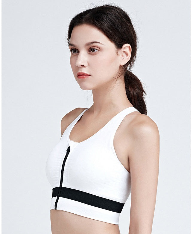 Zippered Sports Bra Shockproof Running Gym Vest