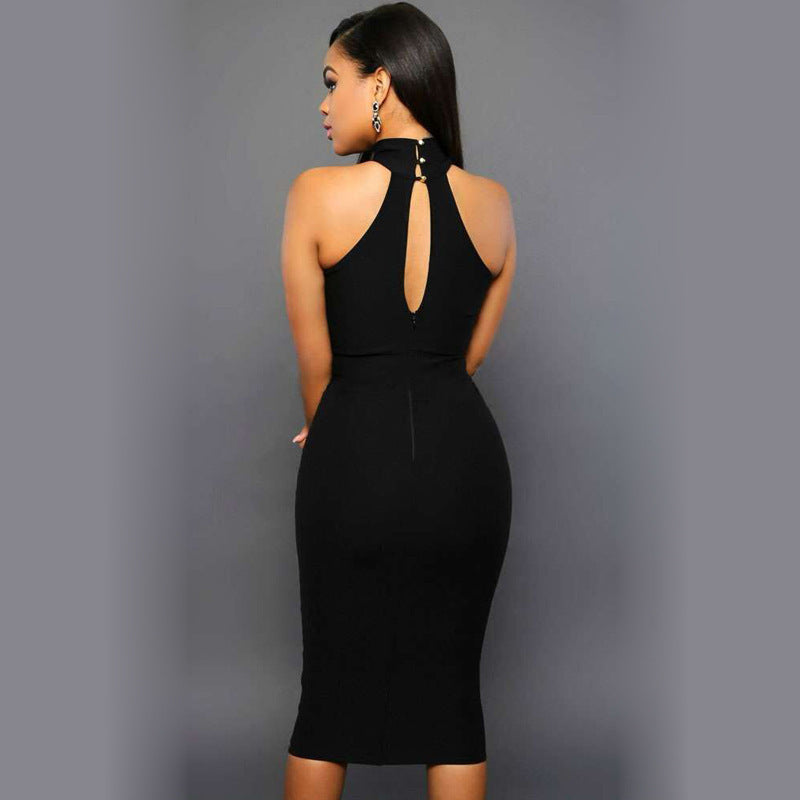 Halte Neck Sleeveless Bodycon Dress