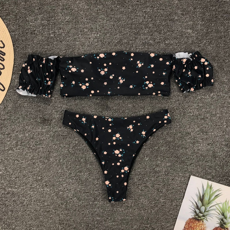 Floral Strapless Bikini