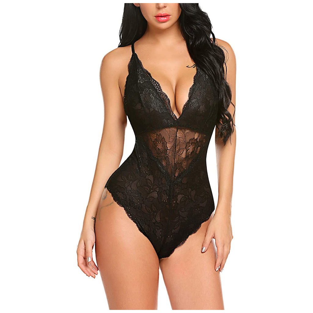 Lace Cross Sling Hollow Lingerie Bodysuit
