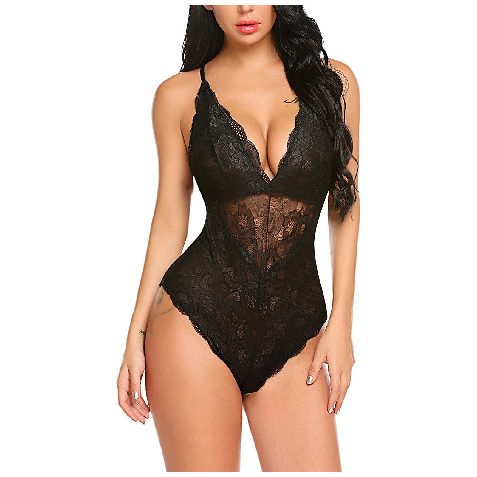 Lace Cross Sling Hollow Lingerie Bodysuit
