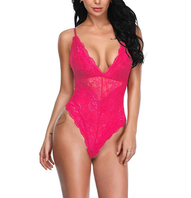 Lace Cross Sling Hollow Lingerie Bodysuit