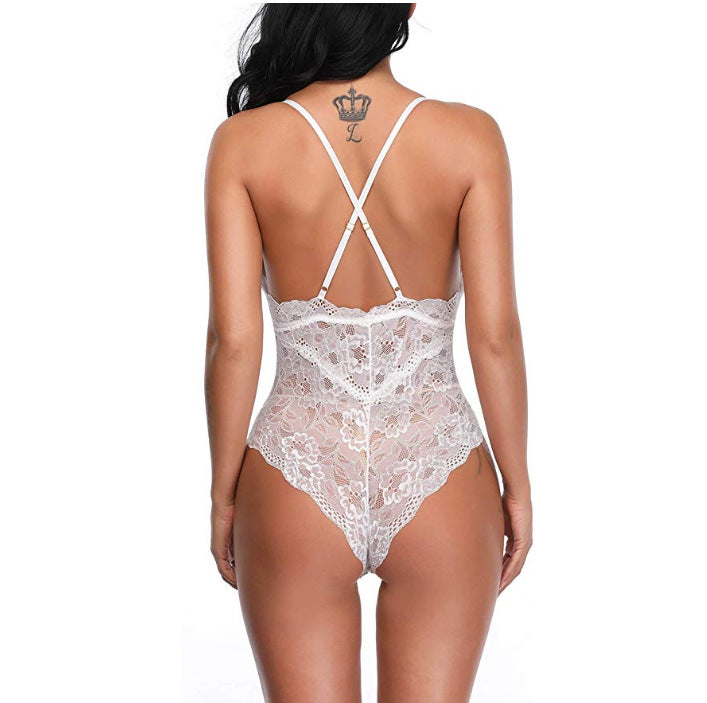 Lace Cross Sling Hollow Lingerie Bodysuit