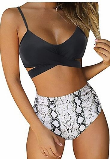 Soild Print Bikini Set Push Up Swimwear