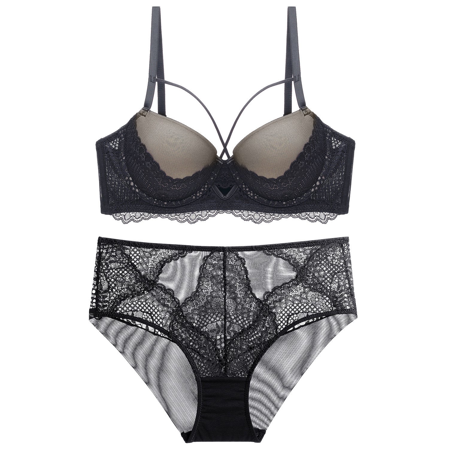 French Lace Spliced Hollow-out Lingerie Set