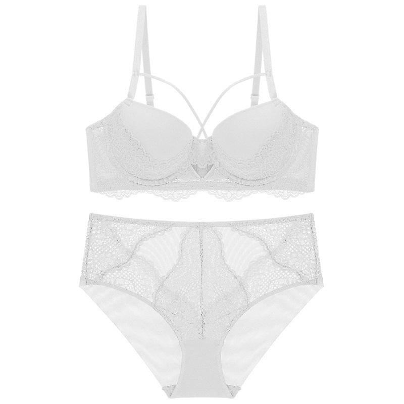 French Lace Spliced Hollow-out Lingerie Set