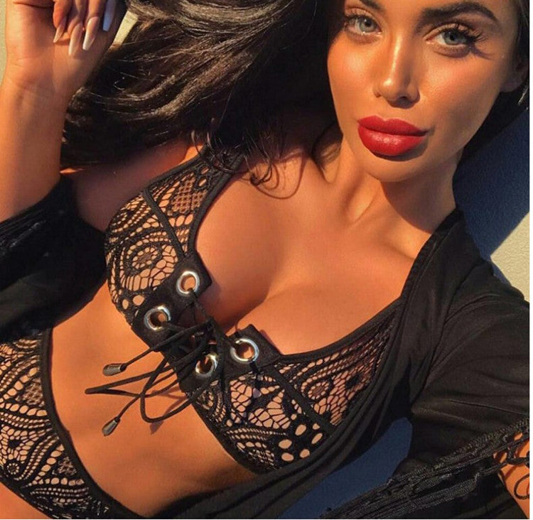 Tansparent Bralette Crotch Lingerie Set