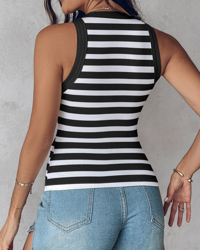 Slim Striped Tank Top with Build-in Bra