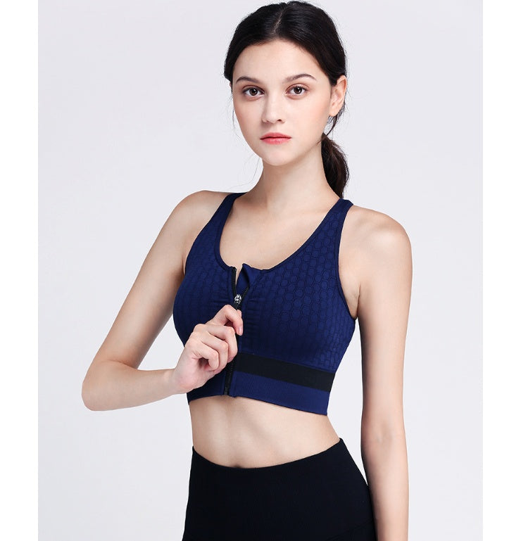 Zippered Sports Bra Shockproof Running Gym Vest