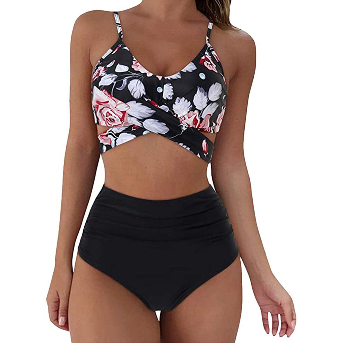 Soild Print Bikini Set Push Up Swimwear