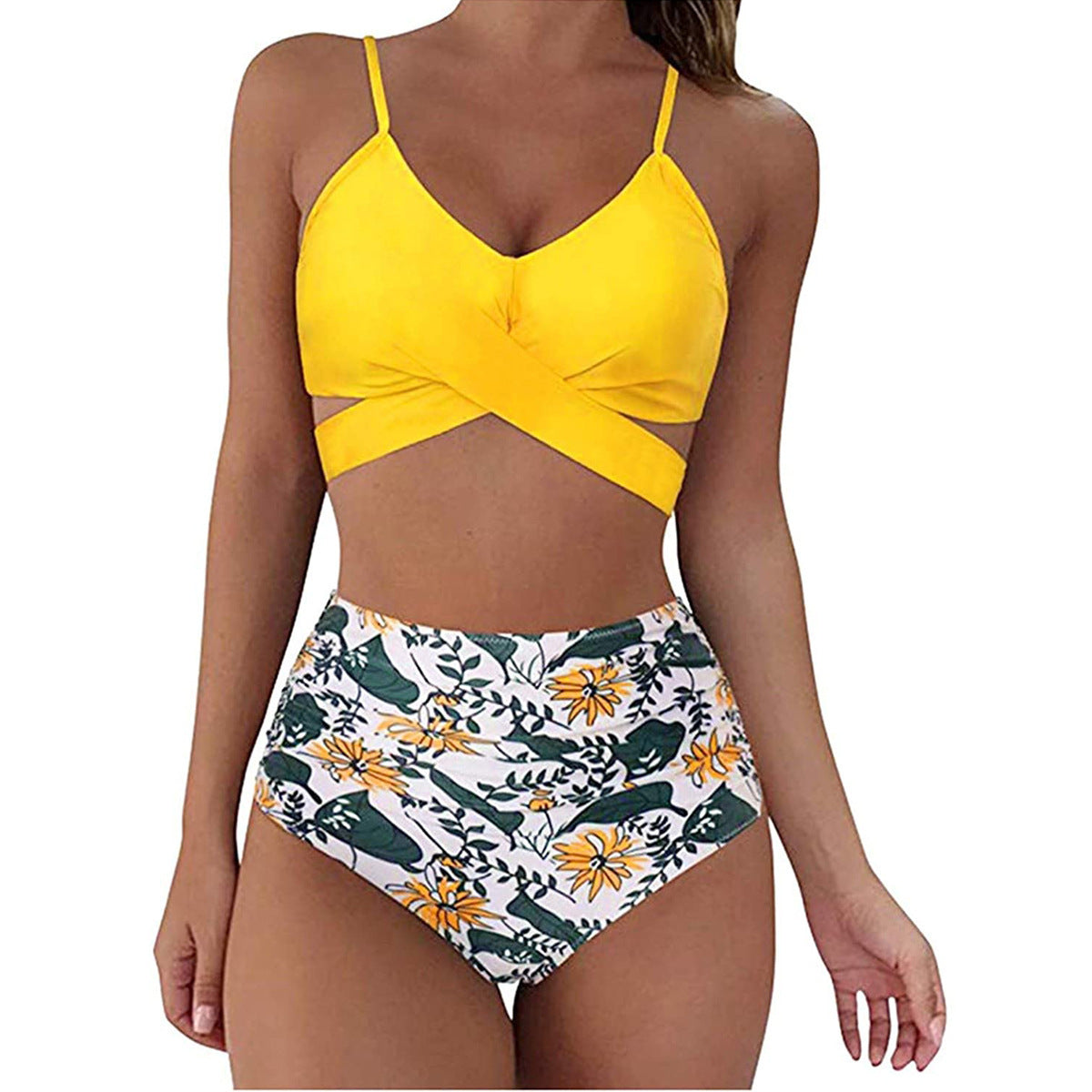 Soild Print Bikini Set Push Up Swimwear