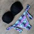 Solid Top Floral Bottom Set Bikini