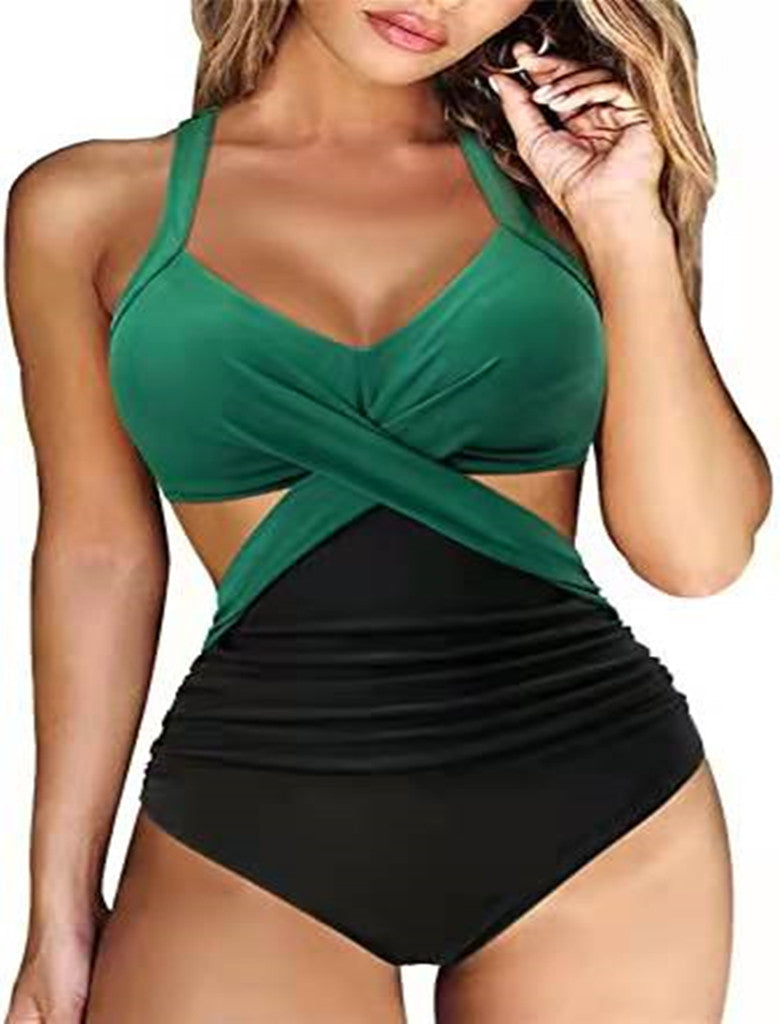Multicolor One-piece Split Bikini Swimwear