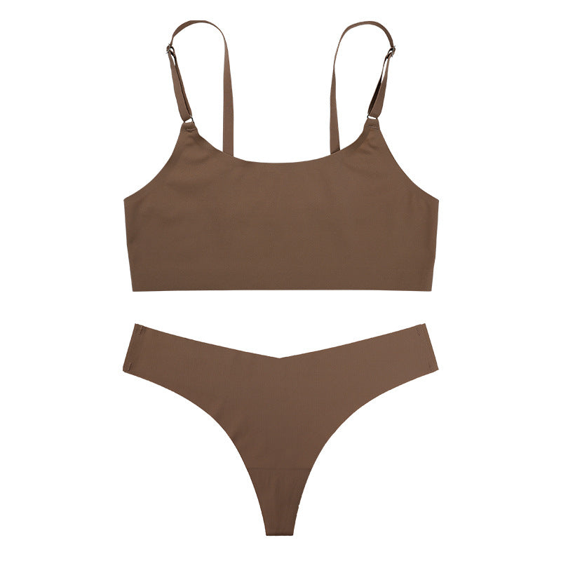 Ice Silk Wire Free Bra & Low Waist Thong Set