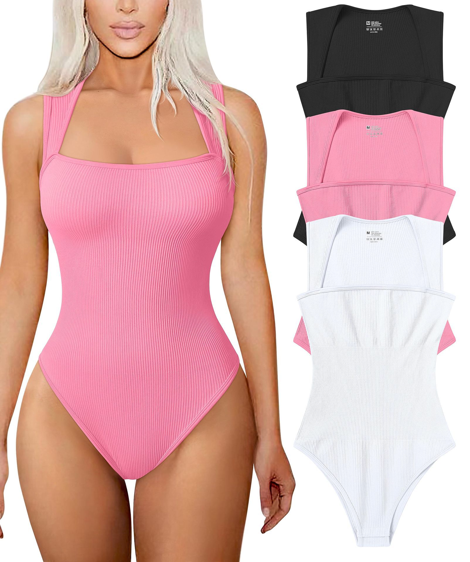 Square Neck Sleeveless Shapewear Jumpsuit 1 to 3pcs