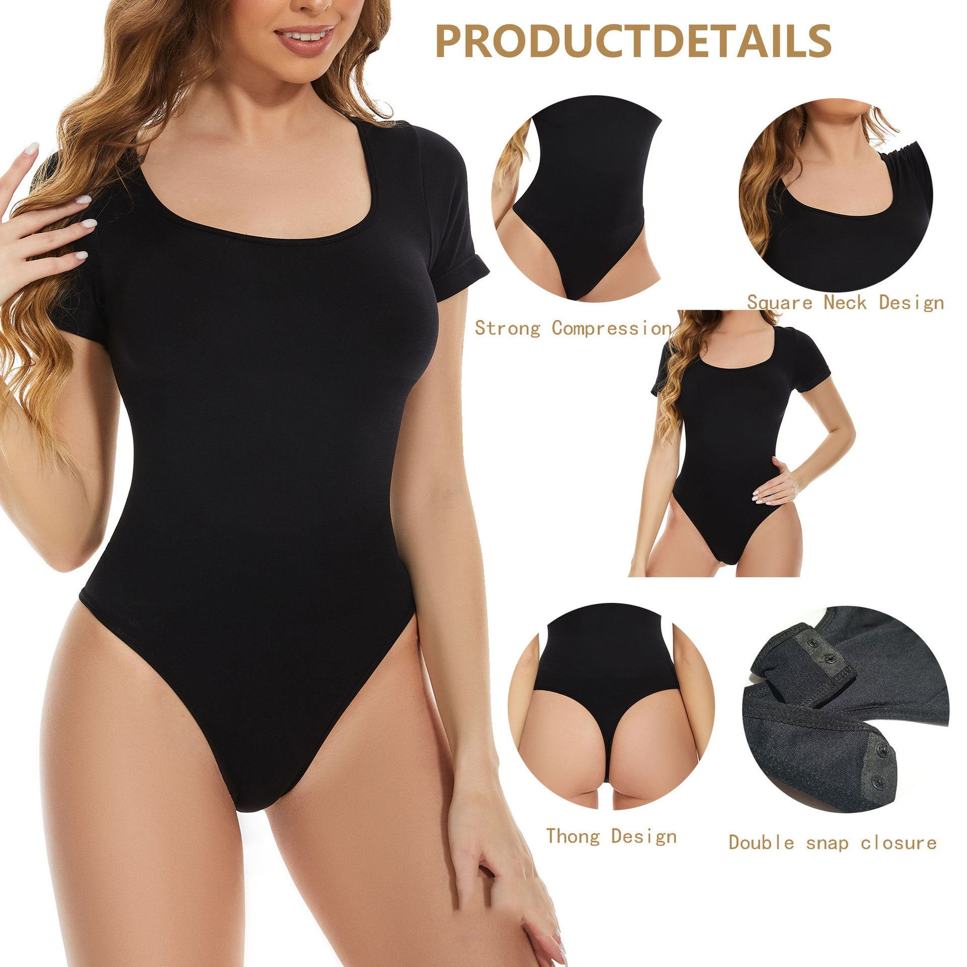 Short Sleeve Seamless One-piece Shapewear