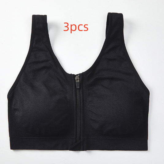 Front Zipper Sports Bra Shockproof High Strength 1 or 3pcs