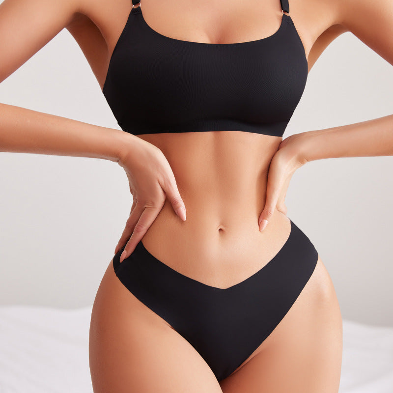 Ice Silk Wire Free Bra & Low Waist Thong Set
