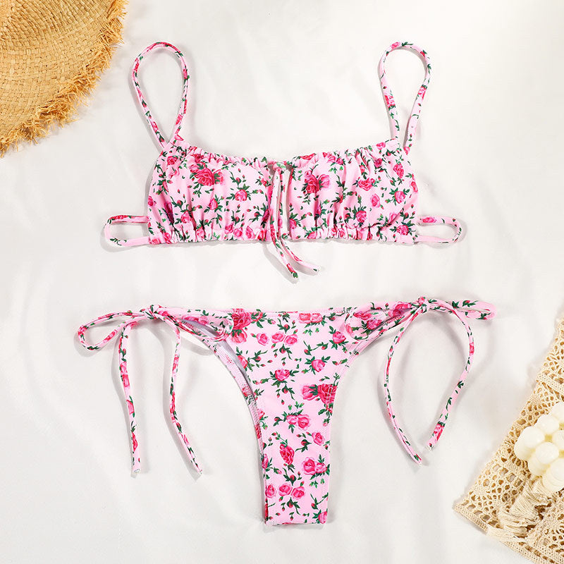 Tiny Floral Strappy Bikini