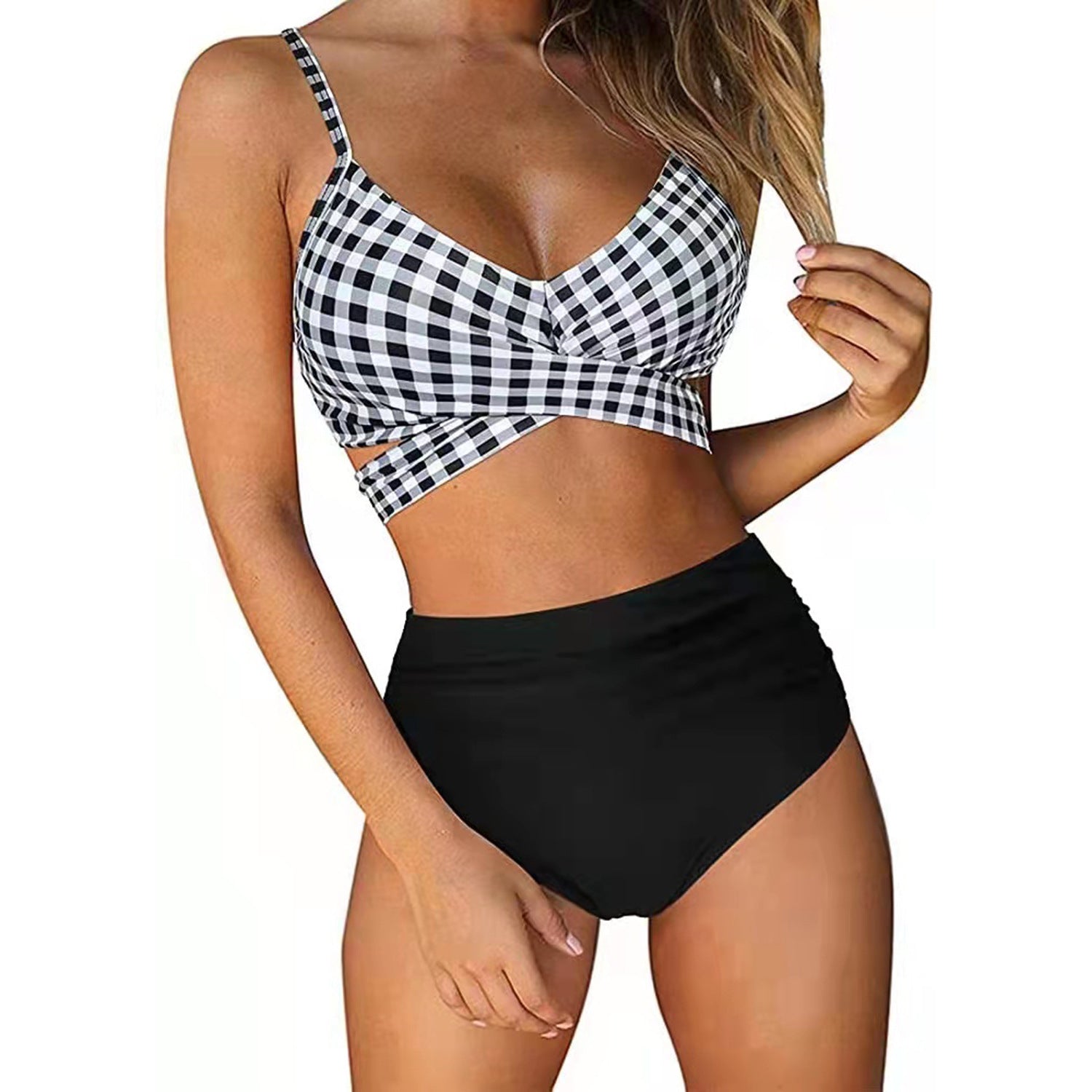 Soild Print Bikini Set Push Up Swimwear