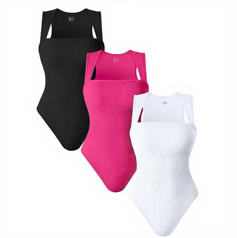 Square Neck Sleeveless Shapewear Jumpsuit 1 to 3pcs