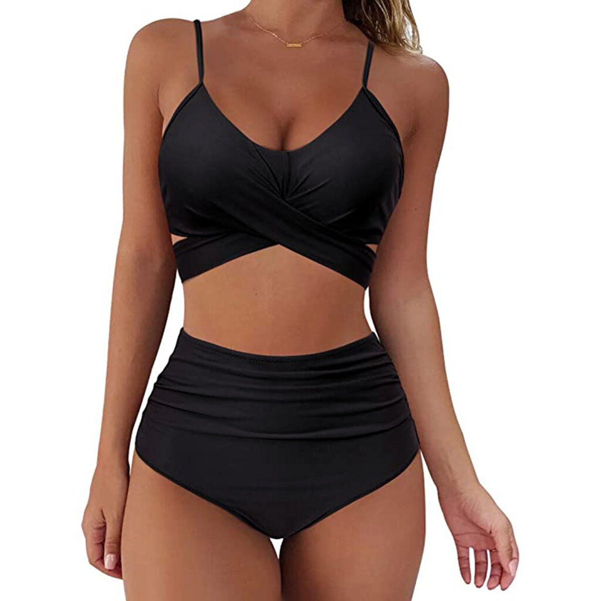 Soild Print Bikini Set Push Up Swimwear