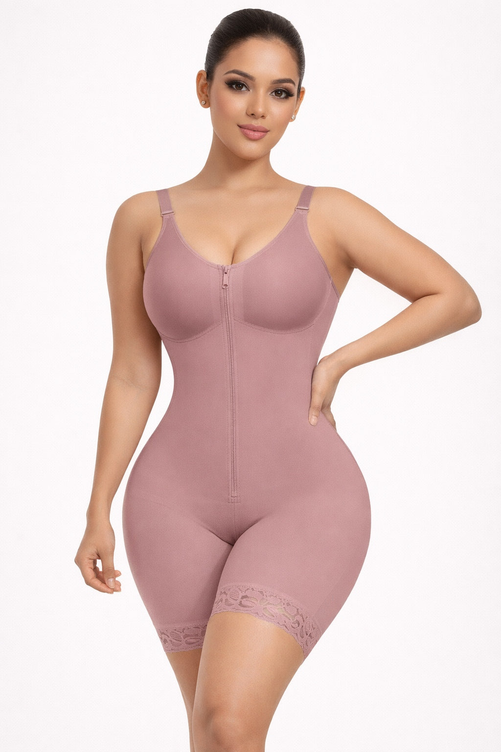 Fajas Tummy Control & Butt left Bodysuit with Zipper Crotch