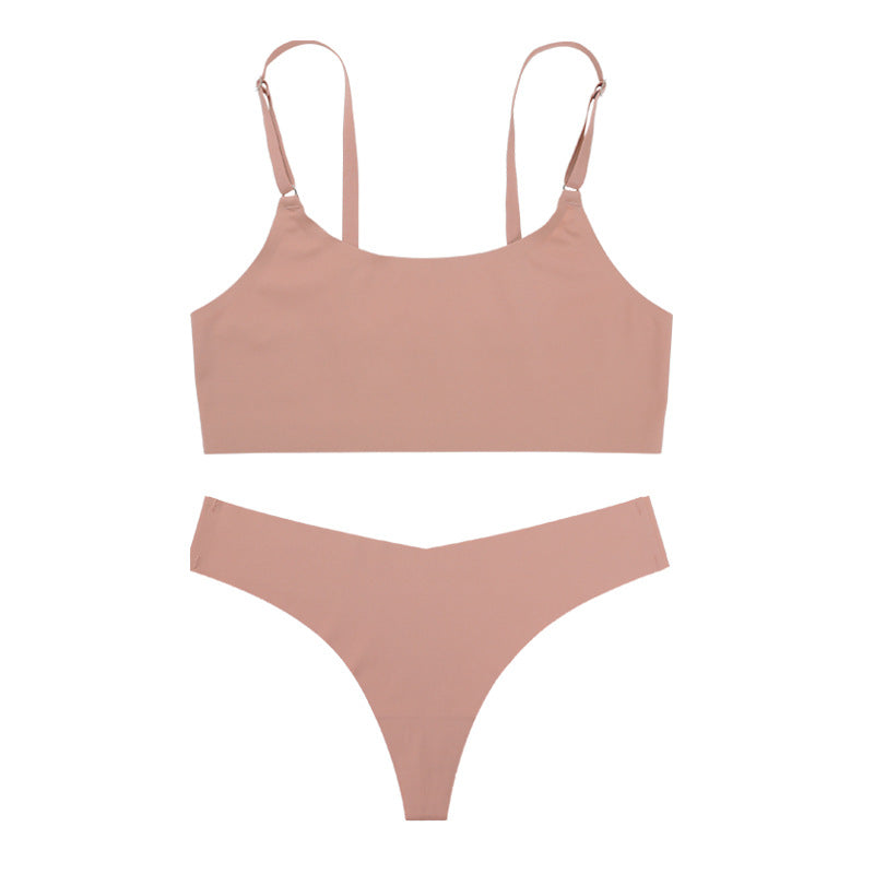 Ice Silk Wire Free Bra & Low Waist Thong Set