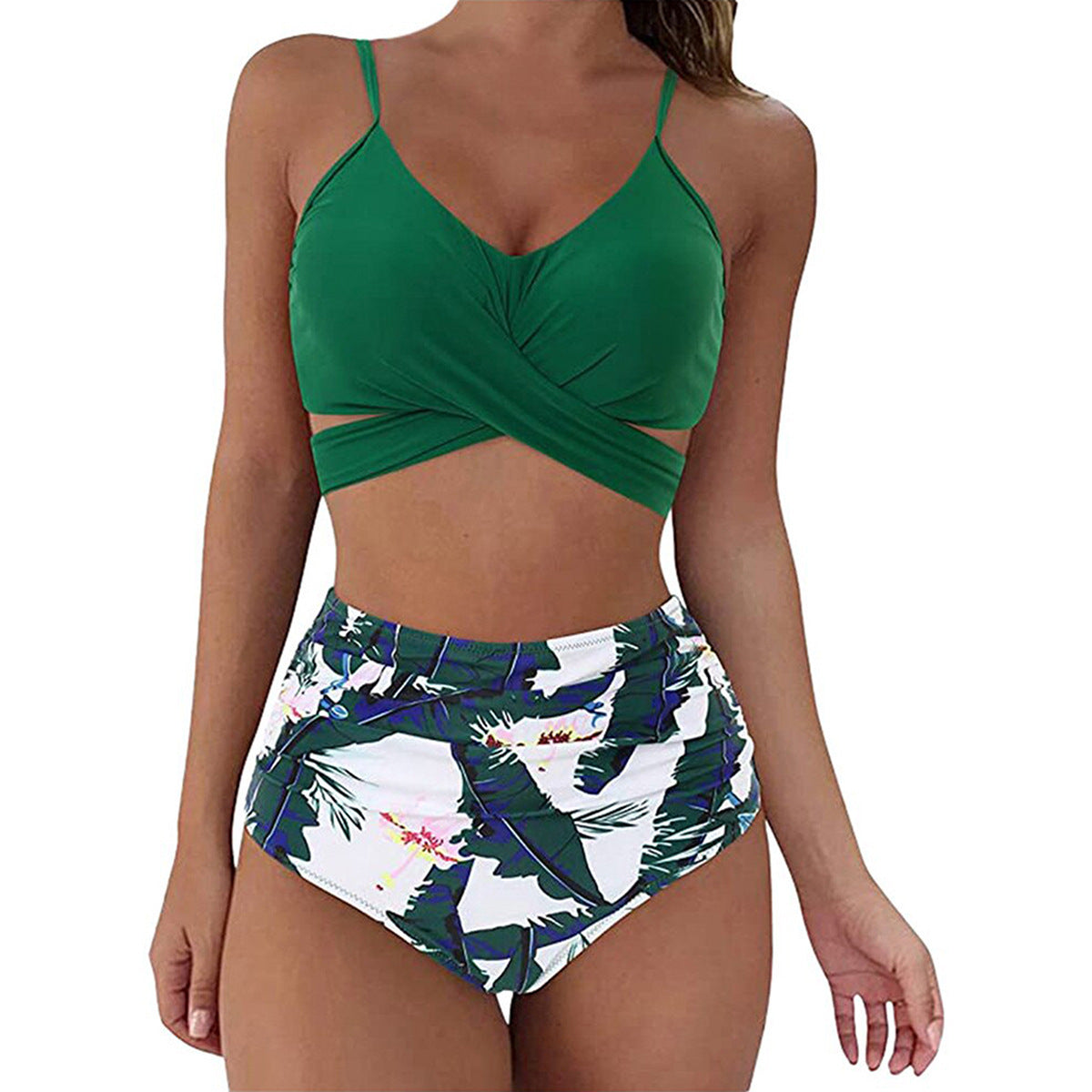 Soild Print Bikini Set Push Up Swimwear