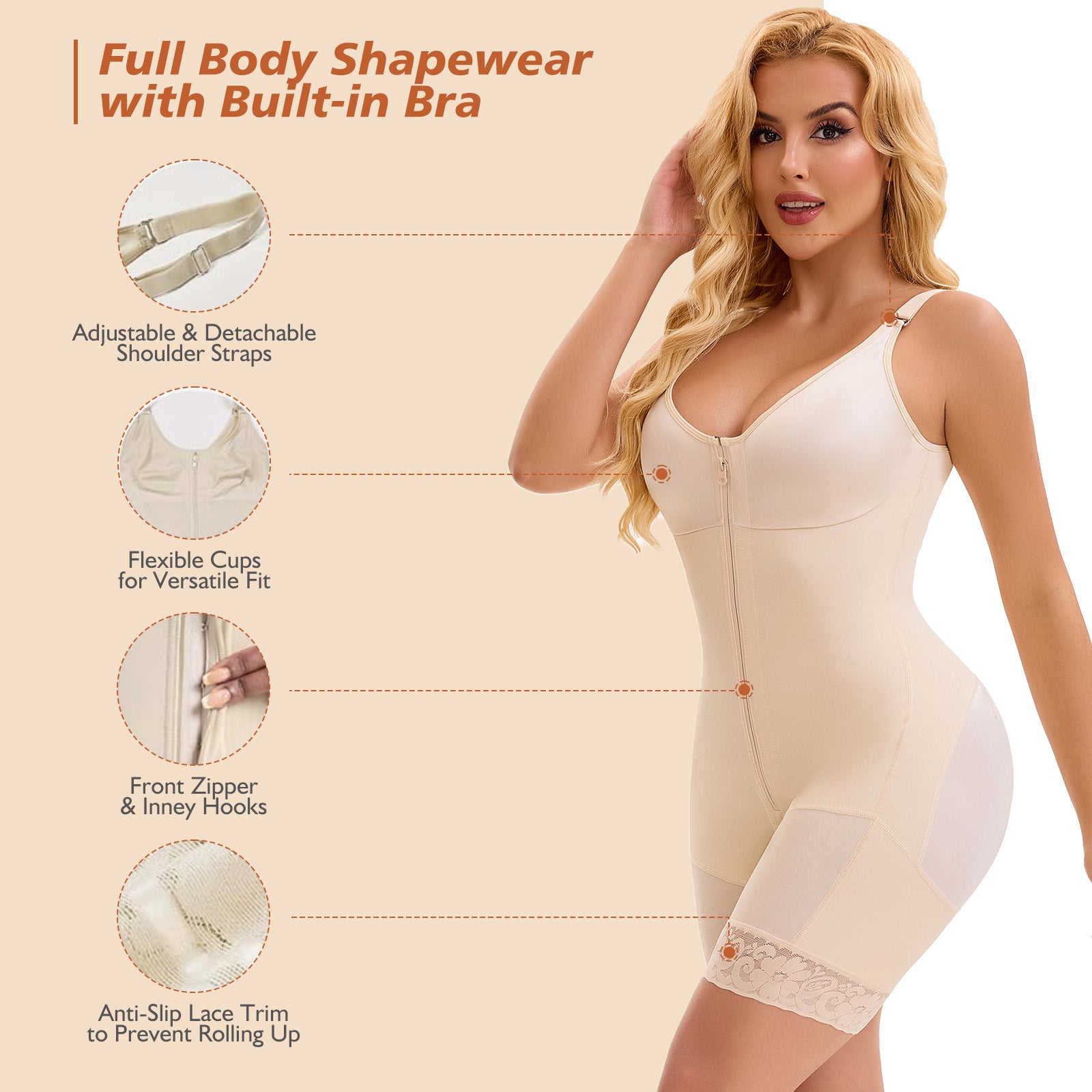 Fajas Bodysuit with Built-in Bra