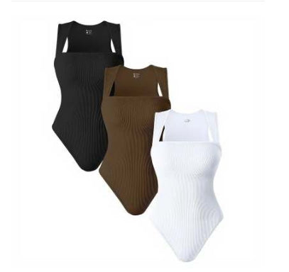 Square Neck Sleeveless Shapewear Jumpsuit 1 to 3pcs