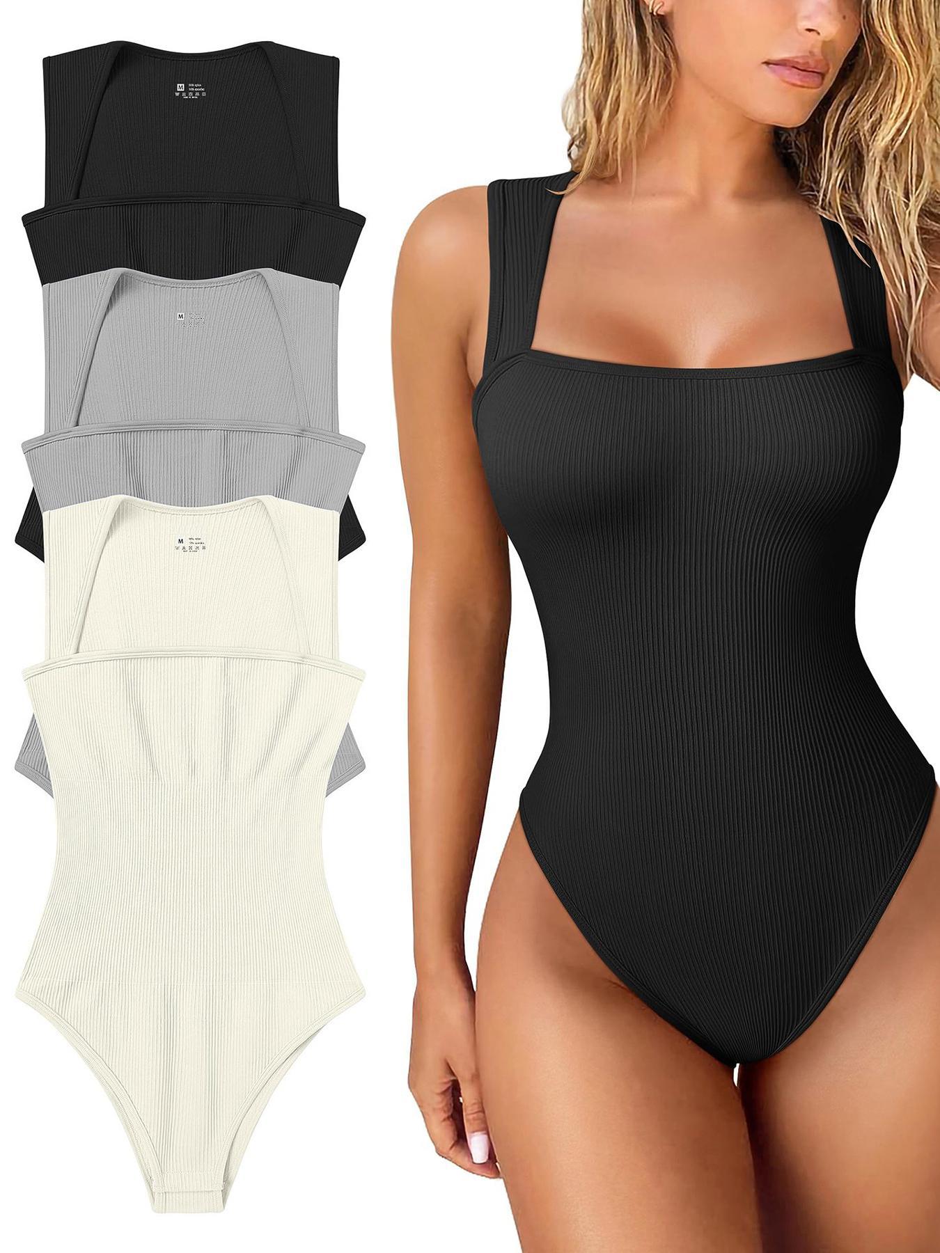 Square Neck Sleeveless Shapewear Jumpsuit 1 to 3pcs