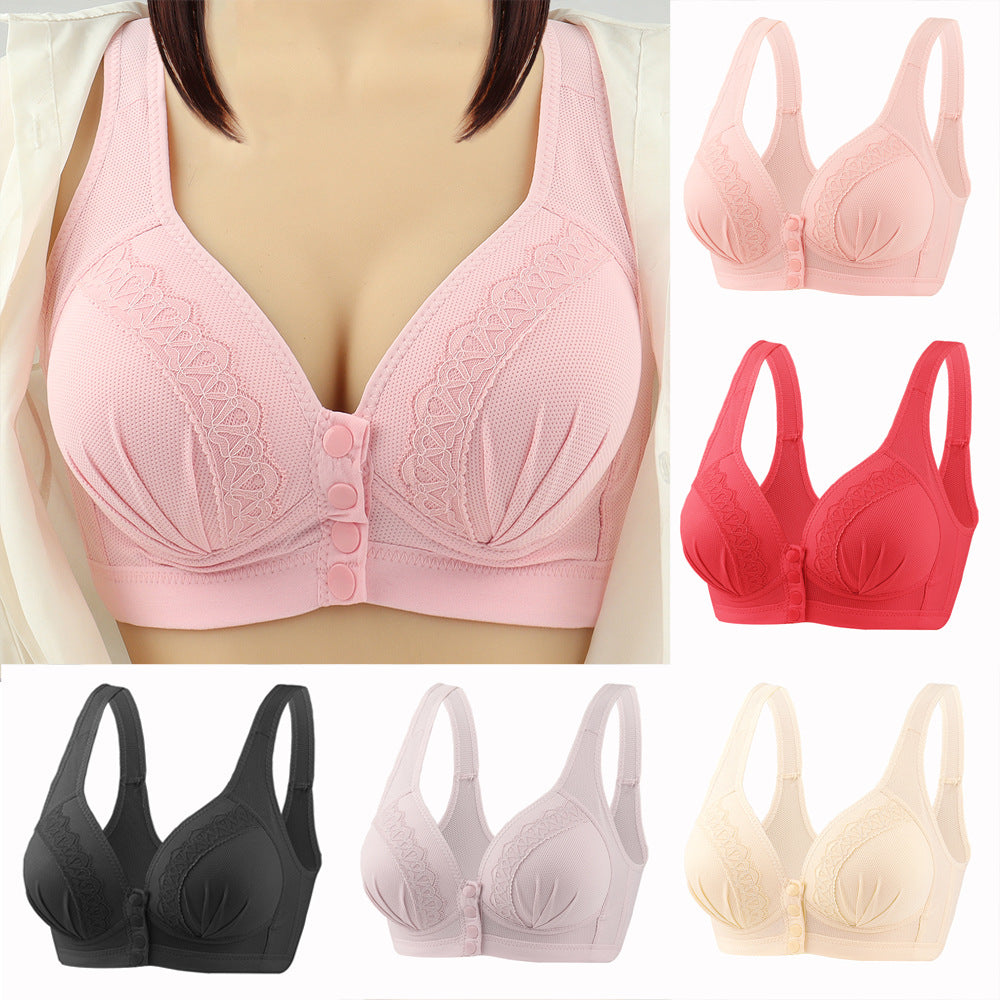 Wireless Push Up Bra Front Button Closure