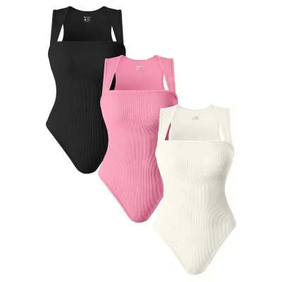 Square Neck Sleeveless Shapewear Jumpsuit 1 to 3pcs